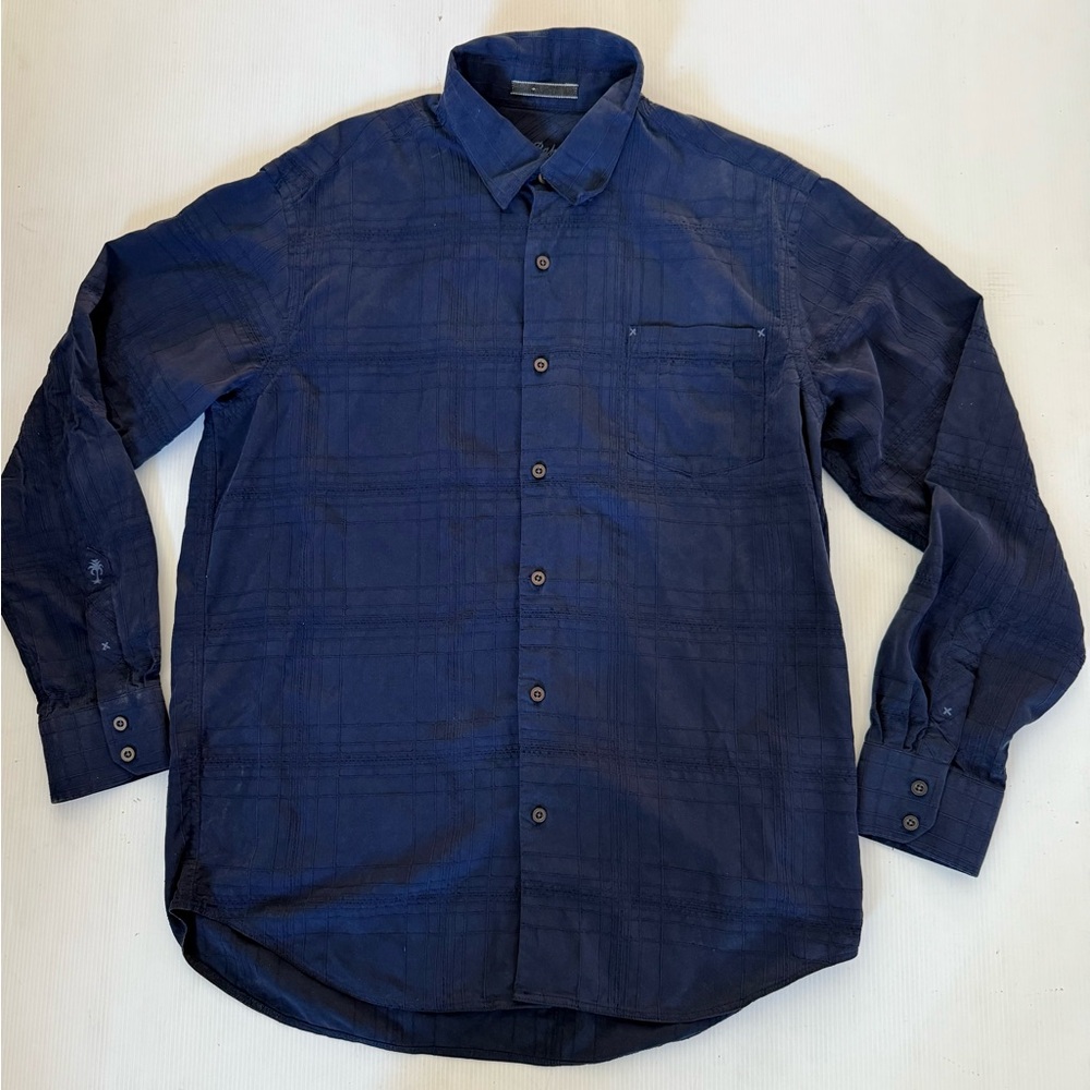 Tommy Bahama‎ Long Sleeve Shirt Button Up Men’s Size L Blue 100% Linen